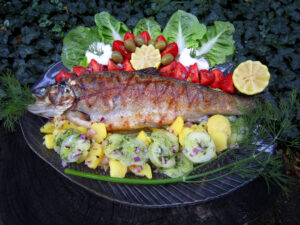 Gegrillte Regenbogenforelle